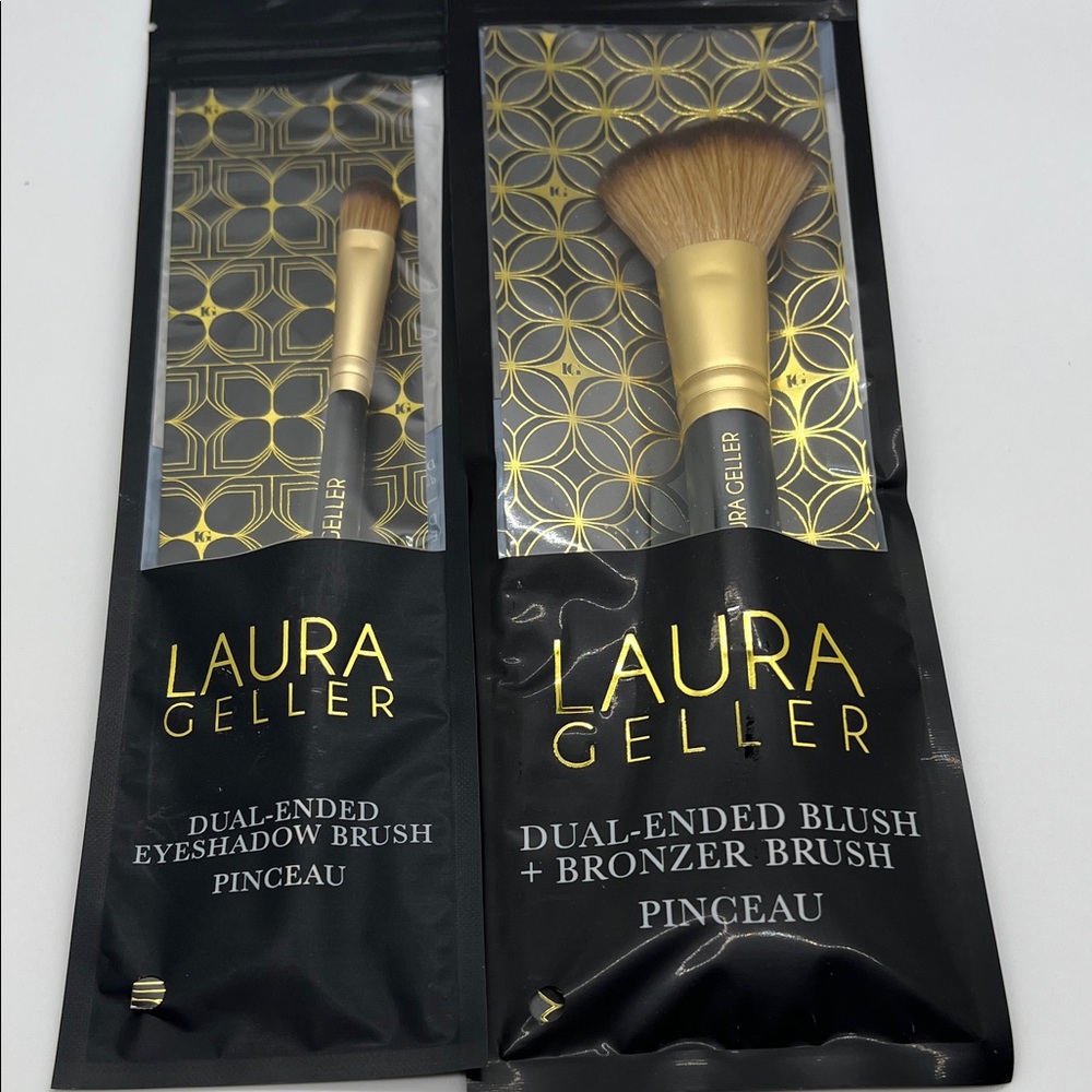New Never Opened Laura Geller Dual-Ended Brush Set with Gold Accents